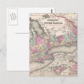 Postale Carte vintage de l'Ontario (1857) (Devant / Derrière)