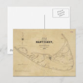 Postale Carte vintage de Nantucket (1838) (Devant / Derrière)