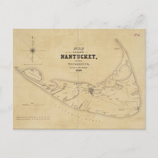 Postale Carte vintage de Nantucket (1838) (Devant)