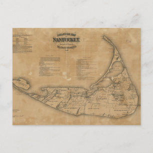 Postale Carte vintage de Nantucket (1869)