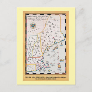 Postale Carte vintage de Nouvelle-Angleterre pour voyage d