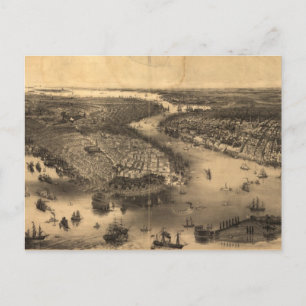 Postale Carte vintage de NYC et Brooklyn (1851)