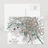 Postale Carte vintage de Paris (Devant / Derrière)