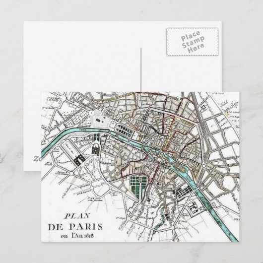 Postale Carte vintage de Paris (Devant / Derrière)