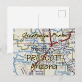Postale Carte Vintage de Prescott AZ (Devant / Derrière)