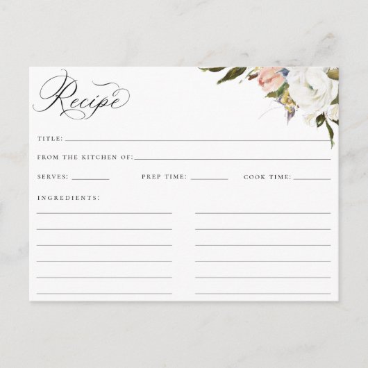 Postale Carte vintage de recette végétale florale (Devant)