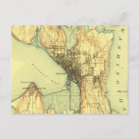 Postale Carte Vintage de Seattle (Devant)
