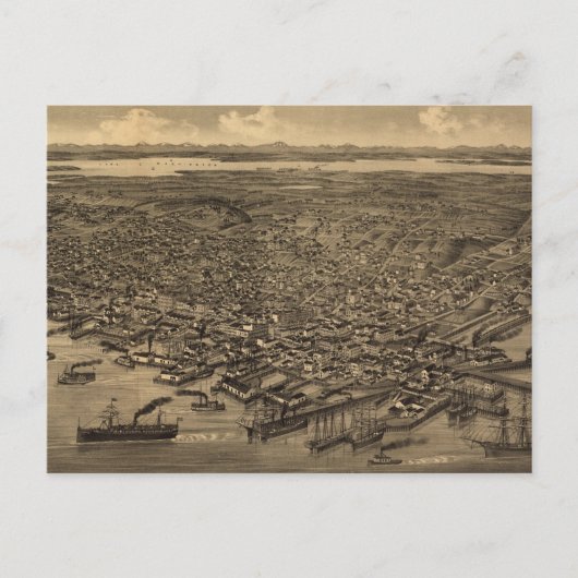 Postale Carte vintage de Seattle (1884) (Devant)