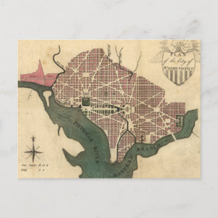 Postale Carte vintage de Washington D.C. (1793)