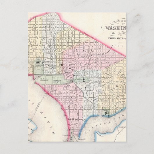Postale Carte vintage de Washington D.C. (1864) (Devant)