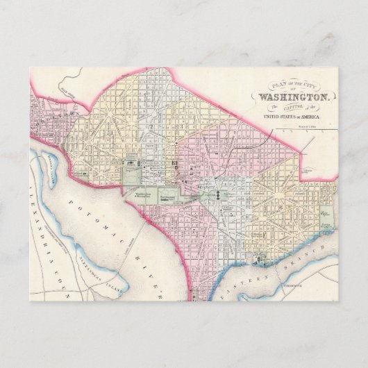 Postale Carte vintage de Washington D.C. (1864) (Devant)
