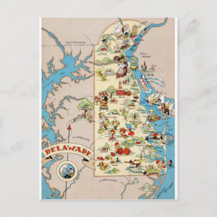 Postale Carte Vintage Delaware Funny