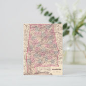 Postale Carte vintage des comtés de l'Alabama (1876) (Debout devant)