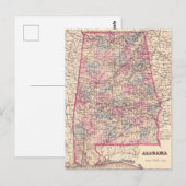 Postale Carte vintage des comtés de l'Alabama (1876) (Devant / Derrière)