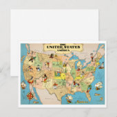 Postale Carte Vintage des États-Unis (Devant / Derrière)