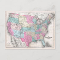 Carte vintage des États-Unis d'Amérique (1857)