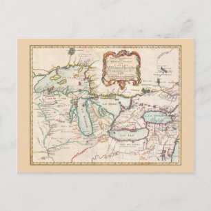 Postale Carte Vintage des Grands Lacs