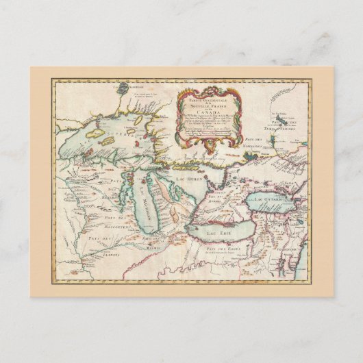 Postale Carte Vintage des Grands Lacs (Devant)