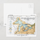 Postale Carte vintage des Grands Lacs (Devant / Derrière)