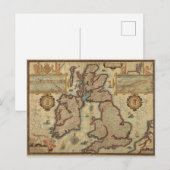 Postale Carte vintage des îles britanniques, 1552 - 1629 (Devant / Derrière)