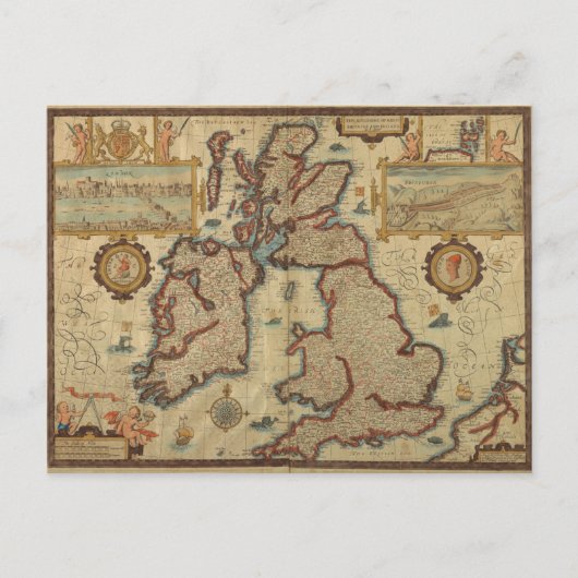 Postale Carte vintage des îles britanniques, 1552 - 1629 (Devant)