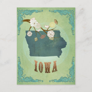 Postale Carte vintage d'état de l'Iowa - vert