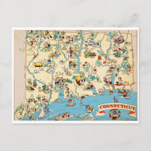 Postale Carte vintage drôle du Connecticut