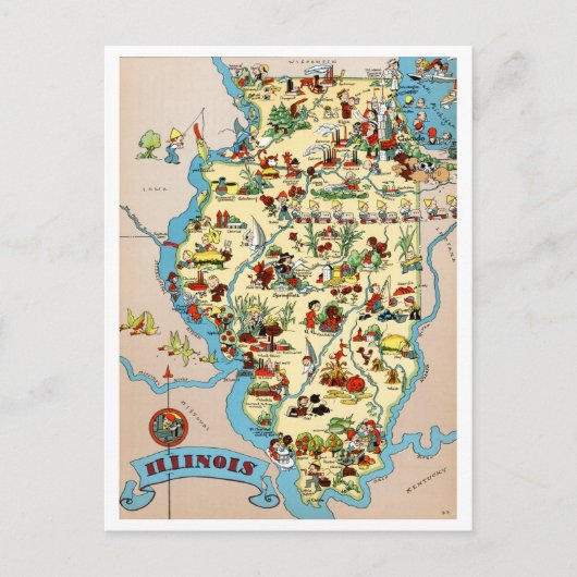 Postale Carte Vintage drôle Illinois (Devant)