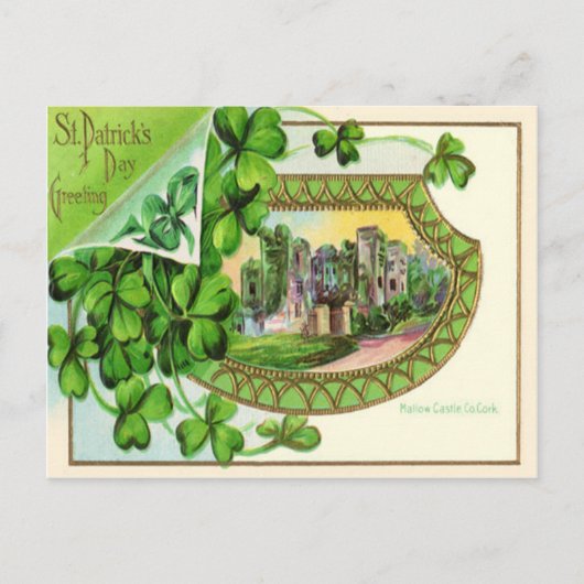Postale Carte vintage du château de Mallow pour la Saint-P (Devant)