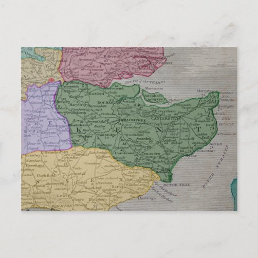 Postale Carte vintage du Comté de Kent, Angleterre (Devant)