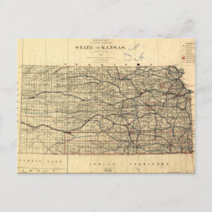 Postale Carte vintage du Kansas (1884)