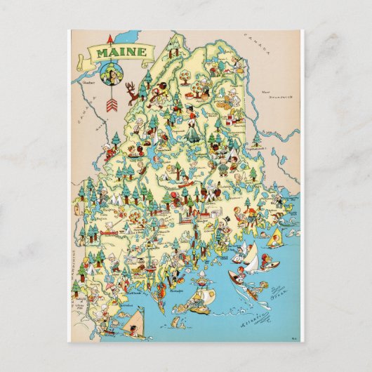 Postale Carte Vintage du Maine (Devant)