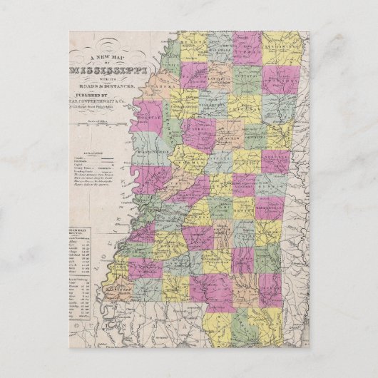 Postale Carte vintage du Mississippi (1853) (Devant)