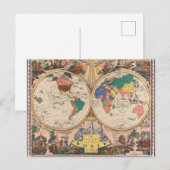 Postale Carte vintage du monde (Devant / Derrière)