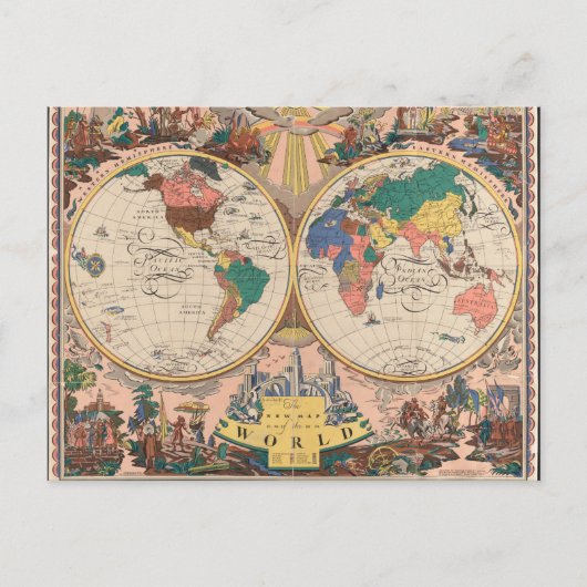 Postale Carte vintage du monde (Devant)