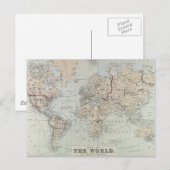 Postale Carte vintage du monde (1875) (Devant / Derrière)