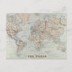 Postale Carte vintage du monde (1875)