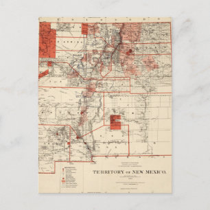 Postale Carte vintage du Nouveau-Mexique (1882)
