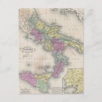 Carte vintage du sud de l'Italie (1853)