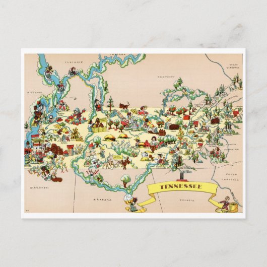 Postale Carte Vintage du Tennessee (Devant)
