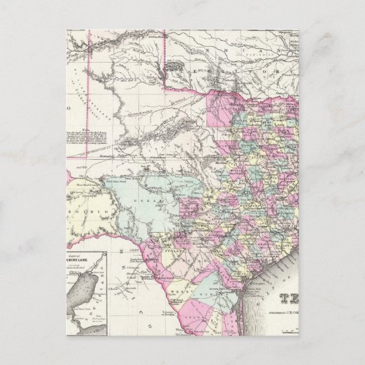 Postale Carte vintage du Texas (1855) (Devant)