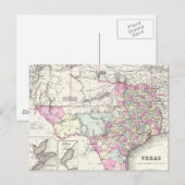 Postale Carte vintage du Texas (1855) (Devant / Derrière)