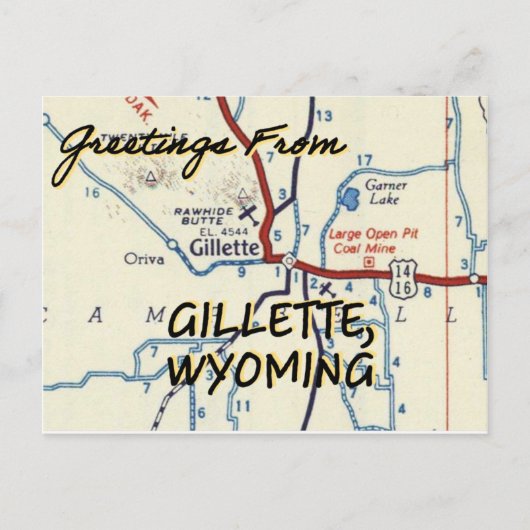 Postale Carte Vintage Gillette Wyoming (Devant)