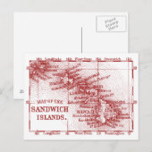 Postale Carte vintage Hawaii, Rouge (Devant / Derrière)