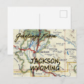 Postale Carte Vintage Jackson Wyoming (Devant / Derrière)