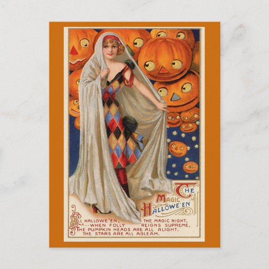 Postale Carte Vintage "L'Halloween magique" (Devant)