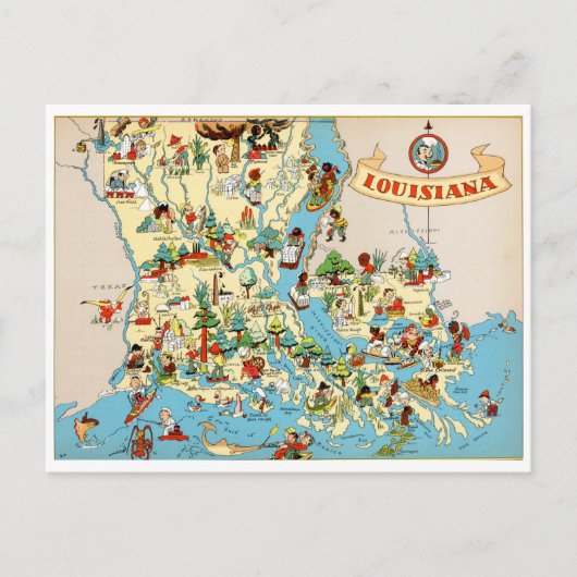 Postale Carte Vintage Louisiane (Devant)