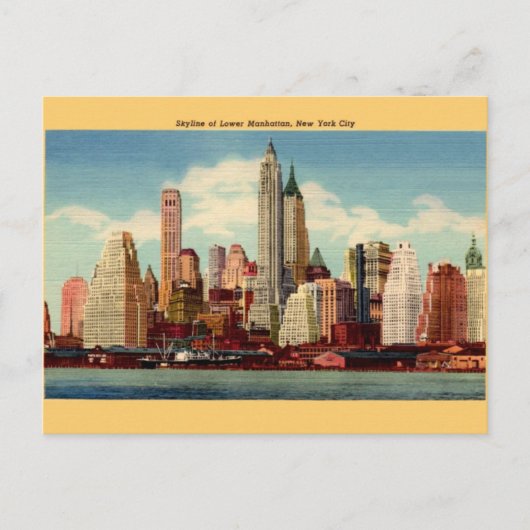 Postale Carte vintage Lower Manhattan Skyline (Devant)