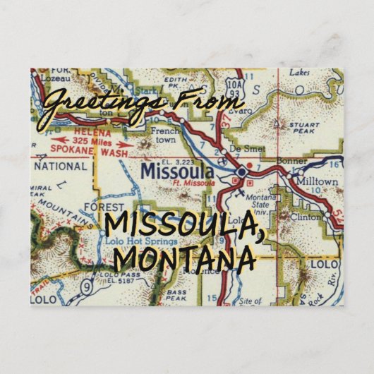 Postale Carte Vintage Missoula MT (Devant)
