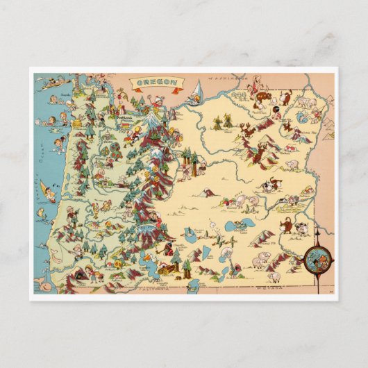 Postale Carte Vintage Oregon Funny (Devant)
